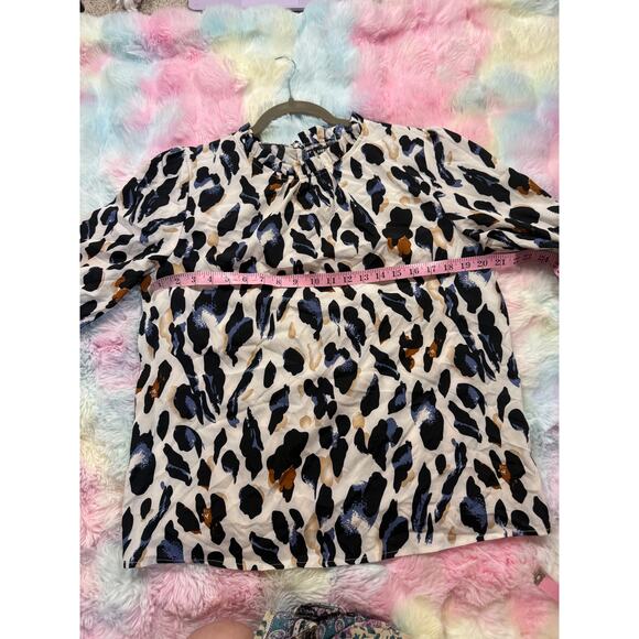 SHEIN Leopard Print Long Sleeve Blouse Neutral Size L - Picture 10 of 10